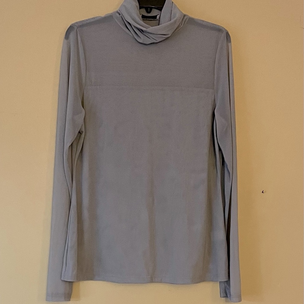 Tobey Grey long sleeve steel grey sheer dress casual turtleneck